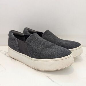 Vince Women's Warren Gray Wool Fabric Chunky Platform Slip On Loafers Sneakers 8